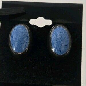 Vintage Sterling Silver 925 Maxico Blue Stone Earrings 11.6 Grams